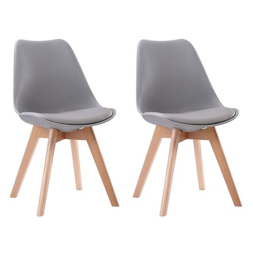 Lot De 2 Chaises Scandinaves Nora Grises Avec Coussin