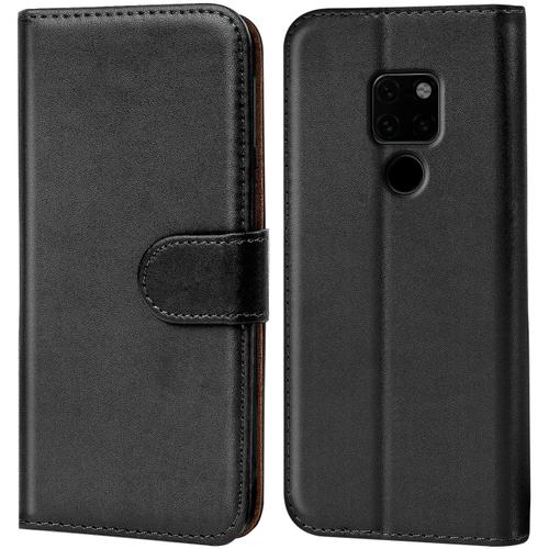 Coque Huawei Mate 20, Housse Portefeuille Mate 20 Etui En Cuir Synthétique Fonction Stand Case, Noir