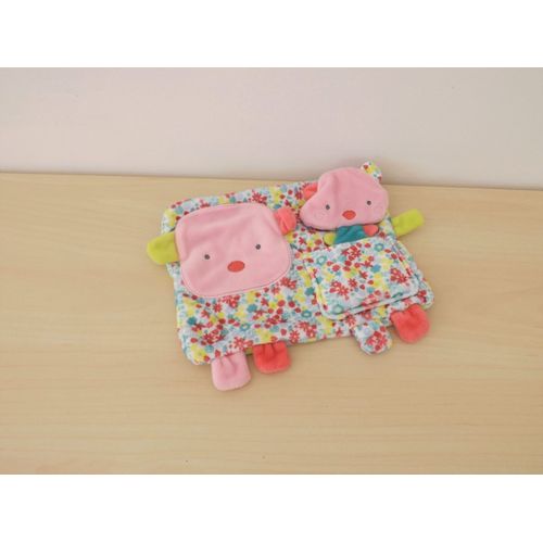 Doudou Cochon Rose Fleurs Mots D'enfants