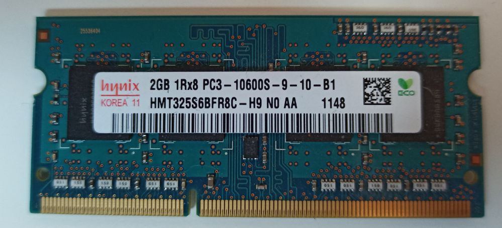 MEMOIRE RAM PC PORTABLE SODMM HYNIX DDR3 / 2GB 1Rx8 PC3 - 10600S