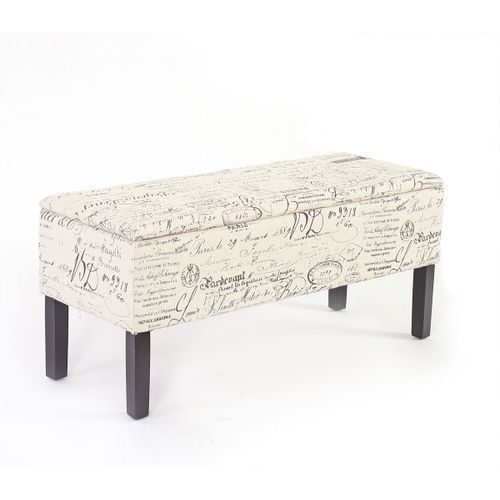 Banc/Coffre De Rangement Renens, 95x36x44, Tissu   Motif Écriture