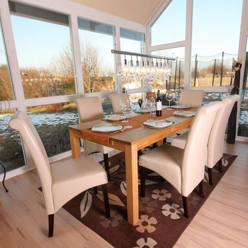 6x Chaise Salle À Manger M37   Cuir, Crème, Pieds Foncés