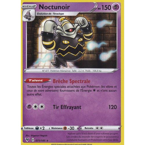 Carte Pokemon - Noctunoir - 071/185 - Holo-Rare - Épée Et Bouclier 4 - Voltage Éclatant - Eb4 - Vf