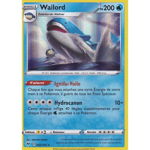 Carte Pokemon - Wailord - 032/185 - Holo-Rare - 200pv - Épée Et Bouclier 4 - Voltage Éclatant - Eb4 - Vf