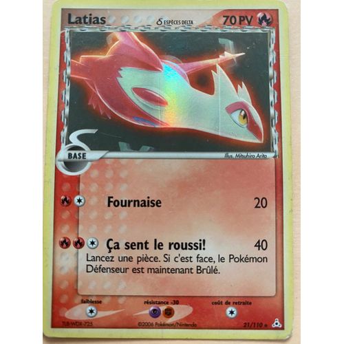 Carte Pokémon Rare Latias 70pv Holo 21/110