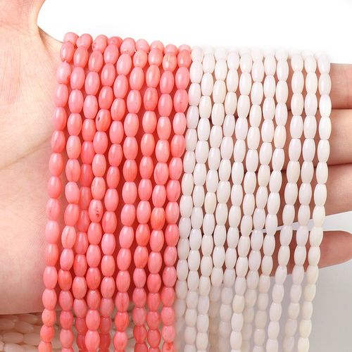 Perles Roses En Corail De Riz, 90 Pièces/Lot, 4x6mm, Pour La Fabrication De Bijoux, Breloques, Pour Bricolage, Colliers Et Bracelets, Vente En Gros