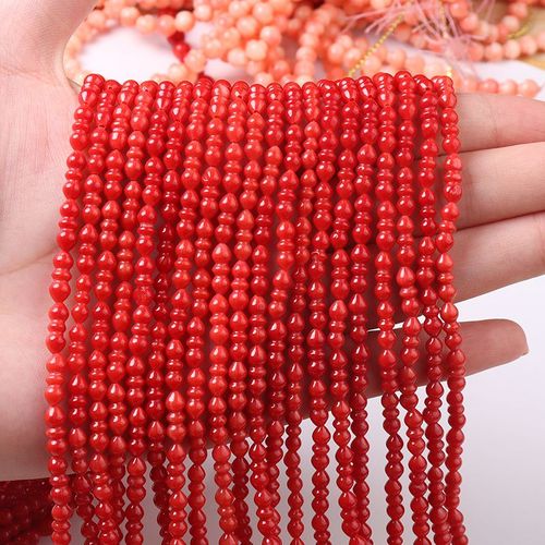 Perles En Corail Rouge En Forme De Gourde, Pour La Fabrication De Bijoux, Breloques, Colliers Et Bracelets, Vente En Gros, 35 Pièces/Lot, 4.5x11mm