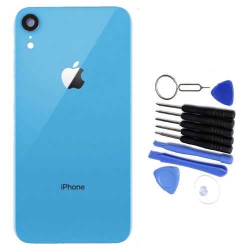 Vitre Arrière Capot Cache Batterie Bleu Pour Iphone Xr + Lentille + Adhesif - Jumao -