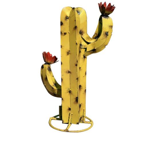 Mini Sculpture de Cactus Saguaro jaune en métal, décoration de jardin, cour, Art en métal, Cactus peint en plein air pour salon, décoration de maison