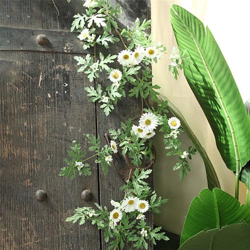 Couronne de tournesol artificielle blanche et Orange, marguerite en soie, feuilles de rotin suspendues, décoration de fête de mariage, fausse fleur pour la maison