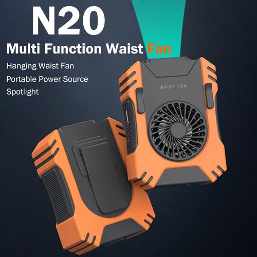 Ventilateur de taille suspendu avec projecteur, batterie d'alimentation de 5000mAh, climatiseur Portable pour le travail en plein Air au bureau