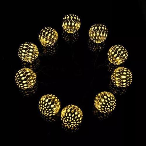 Guirlande solaire suspendue en forme de boule de métal, 20/30/50 pouces, lanterne, luminaire décoratif d'extérieur, style marocain, idéal pour un mariage ou noël