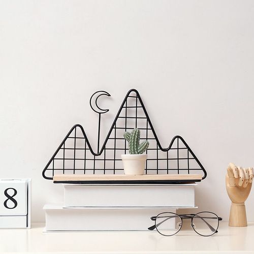 Étagère De Rangement En Fer Forgé, Support De Stockage De Lune De Haute Montagne, Style Nordique Géométrique, Salon Chambre À Coucher, Présentoir Mural D'ornement, Décoration De Maison