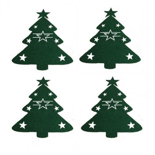 Couverture de Table en tissu Style arbre de noël, 4 pièces/ensemble, couverts fourchette, accessoires de décoration de Table à dîner pour la maison