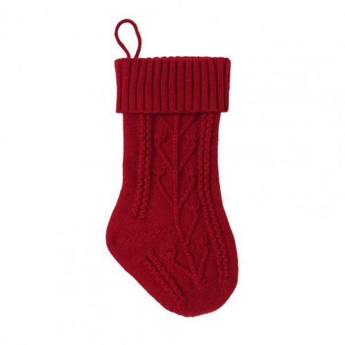 Bas tricotés de noël, décor difficile à décolorer, décorations d'arbre de noël suspendues, chaussette de noël rouge et blanc, 1 pièce
