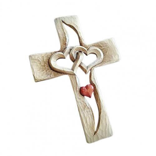 Croix en bois sculptée créative, 1 pièce, utilisation à Long terme, c?urs antiques entrelacés, croix délicate, décoration de jardin pour la maison