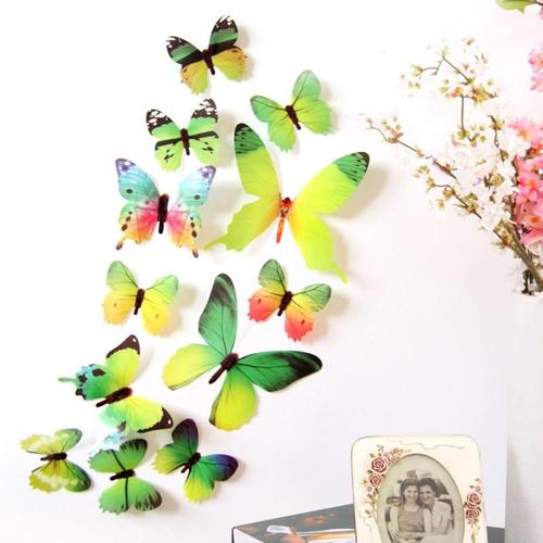 Autocollants muraux papillons en vogue, sparadrap sur le mur, décorations de nouvel an pour la maison, papier peint en PVC papillon 3D pour salon