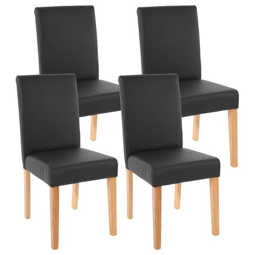 Lot De 4 Chaises De Salle À Manger Synthétique Noir Mat Pieds Clairs Cds04136