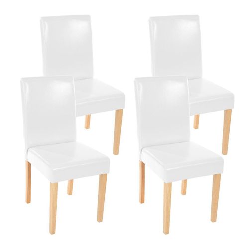 Lot De 4 Chaises De Salle À Manger Simili-Cuir Blanc Pieds Clairs Cds04147