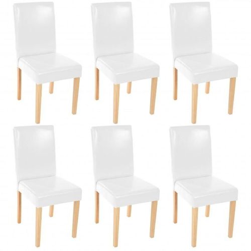 Lot De 6 Chaises De Salle À Manger Simili-Cuir Blanc Pieds Clairs Cds04247