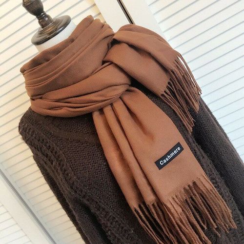 Large Écharpe Étole Châle Pancho Cachemire Laine Top Qualité Marron Chocolat Neuve