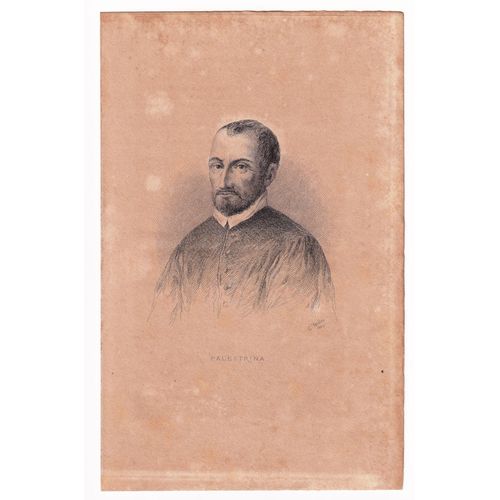 Gravure 1867 Portrait Giovanni Pierluigi Da Palestrina Compositeur Musique Italie