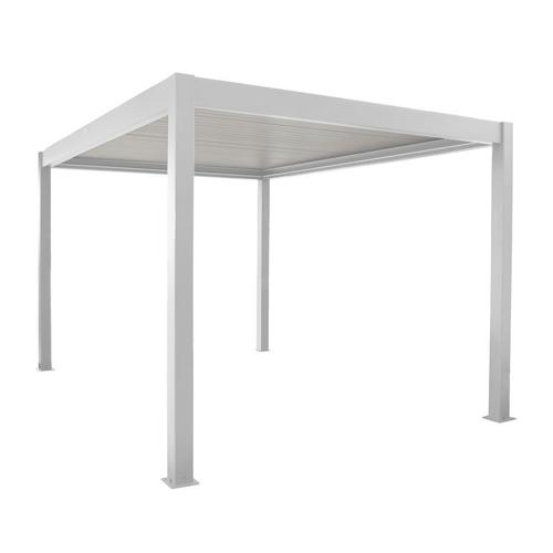 Pergola Bioclimatique Autoportée Zéphir Motorisée Aluminium/Lames - Blanc - 3 X 4 M