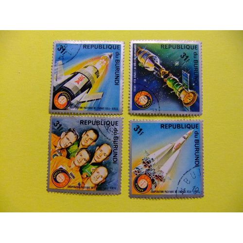 50 Burundi 1975 / Coopération Spatiale Usa Urss / Yvert 641 / 644 Fu Série Incomplète