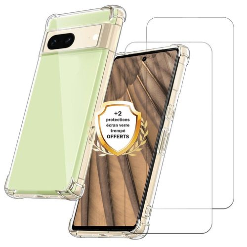 Coque Google Pixel 7a Antichoc Coins Renforcés Silicone + 2 Vitres En Verre Trempé Protection Écran Evetane
