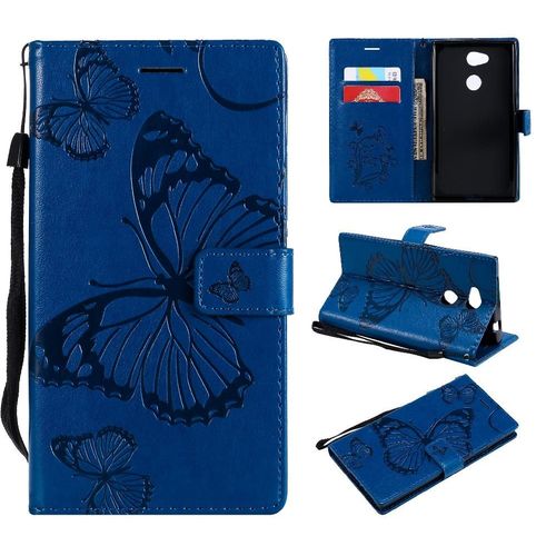 Flip Étui Pour Sony Xperia L2 Avec Support De Fente Pour Carte Flip Kickband Couverture Antichoc Cuir Pu Couverture Magnétique - Bleu