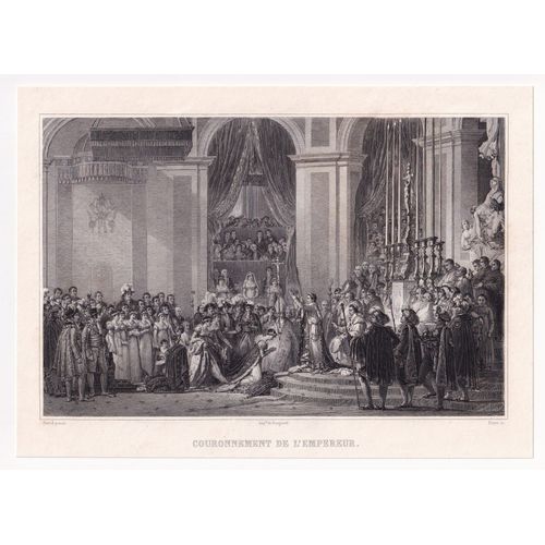 Gravure 1858 Scène Historique Sacre Couronnement De L'empereur Napoléon Bonaparte Joséphine De Beauharnais Premier Empire
