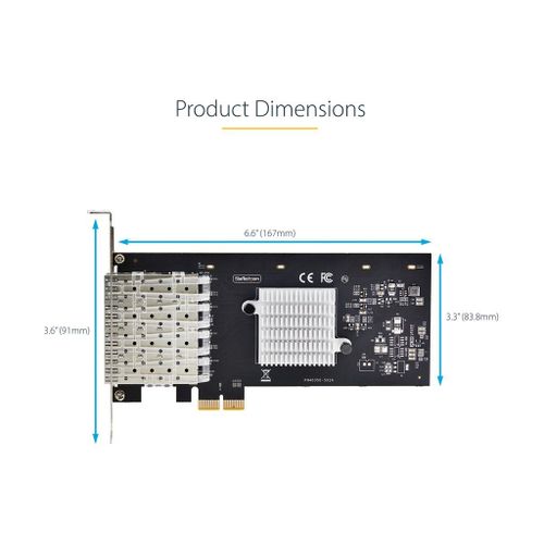 StarTech.com Carte Réseau GbE SFP 4 Port, Fibre Optique PCIe Ethernet NIC - Adaptateur réseau - PCIe 2.0 x2 - Gigabit SFP x 4 - noir