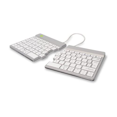 R-Go Clavier Ergonomique Split break - Clavier - avec indicateur de rupture intégré - sans fil - Bluetooth 5.0 - AZERTY - Français - blanc