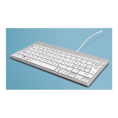 R-Go Compact Break - Clavier - avec indicateur de rupture intégré - USB-C - QWERTY - Nordique - blanc