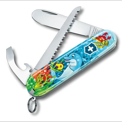 Set My First Victorinox 0.2373.E1 Enfant Dauphin - Couteau Suisse De Poche 84 Mm - 9 Fonctions