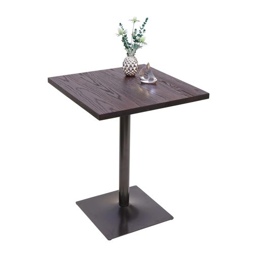 Table De Bistrot Hwc-H10,Table De Bar, Gastronomie Industrielle, Bois D'orme Certifié Mvg 76x60x60cm Brun Noir