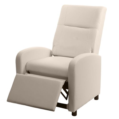 Fauteuil Tv Hwc-H18, Fauteuil Inclinable, Cuir Synthétique Pliable 99x70x75cm   Crème-Beige