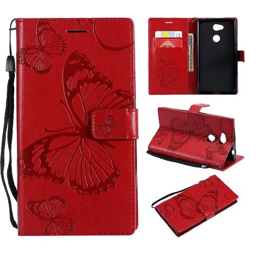 Flip Étui Pour Sony Xperia L2 Cuir Pu Flip Kickband Avec Support De Fente Pour Carte Couverture Magnétique Couverture Antichoc - Rouge