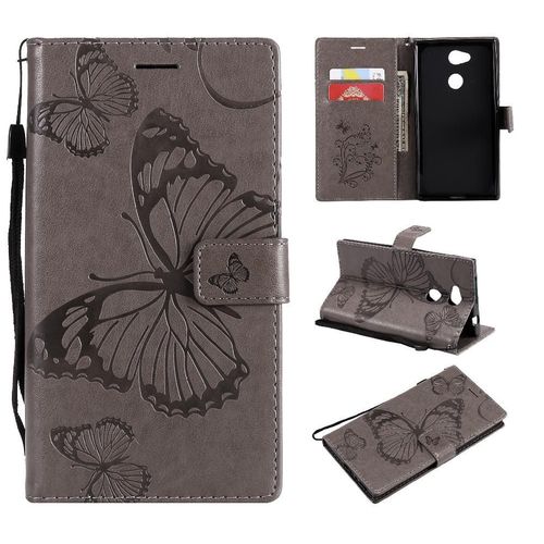 Flip Étui Pour Sony Xperia L2 Cuir Pu Flip Kickband Avec Support De Fente Pour Carte Couverture Magnétique Couverture Antichoc - Gris Clair