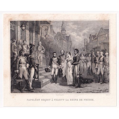 Gravure 1858 Scène Historique Napoléon Reçoit À Tilsitt La Reine De Prusse Bonaparte Premier Empire