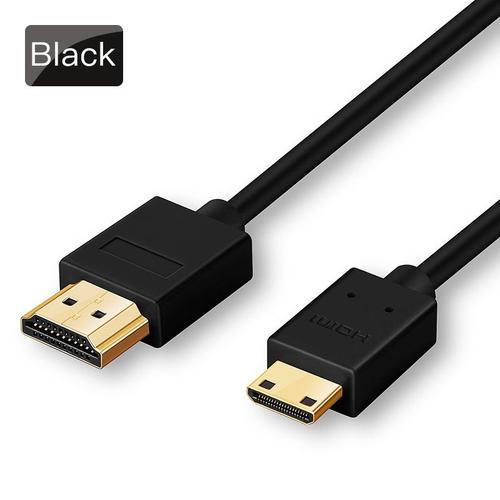 Round line black 1m Câble pio Haute Vitesse Compatible Mini HDMI, 4K, 3D, 1080P, pour Caméra, Moniteur, Projecteur, Ordinateur Portable, TV ""Nipseyteko""