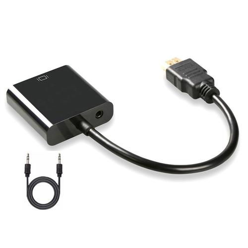 Bundle 2 Convertisseur de câble compatible HDMI vers VGA, adaptateur mâle vers femelle pour tablette, ordinateur portable, PC, TV, HD 1080P ""Nipseyteko""