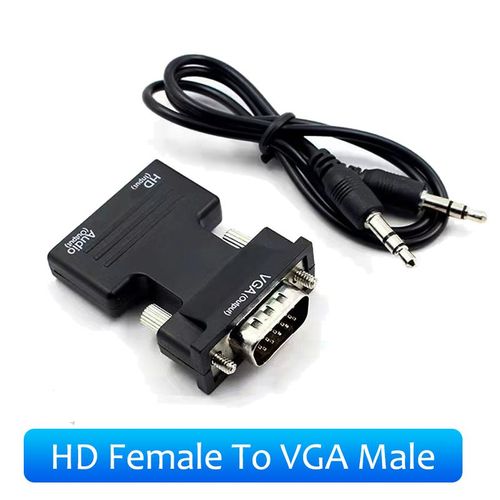 With Audio Cable1 Convertisseur HDMI vers VGA avec câble Audio de 3.5mm, pour PS4, PC portable, moniteur de télévision, projecteur 1080P HD femelle vers VGA mâle ""Nipseyteko""