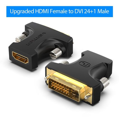 AILB0 Black Vention-Adaptateur DVI vers HDMI, bidirectionnel DVI D 24 + 1 mâle vers HDMI femelle Convertisseur de connecteur de câble pour budgétaire HDMI vers DVI-D ""Nipseyteko""