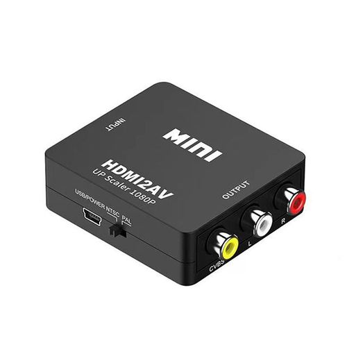 Black Adaptateur HDMI vers AV RCA, convertisseur de détartreur AV composite vidéo, compatible HDMI, RCA, CVSB, LR, PC, budgétaire HDTV ""Nipseyteko""