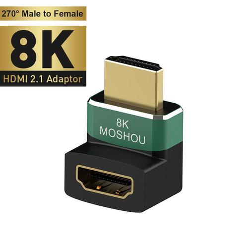 270 Male to Female adaptateur de câble HDMI 2.1 mâle à femelle 8K, convertisseur pour HDTV, PS4, PS5, ordinateur portable 4K, prolongateur HDMI femelle à femelle ""Nipseyteko""