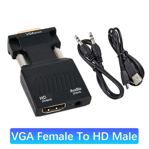 vga to hd Convertisseur HDMI vers VGA avec câble Audio de 3.5mm, pour PS4, PC portable, moniteur de télévision, projecteur 1080P HD femelle vers VGA mâle ""Nipseyteko""