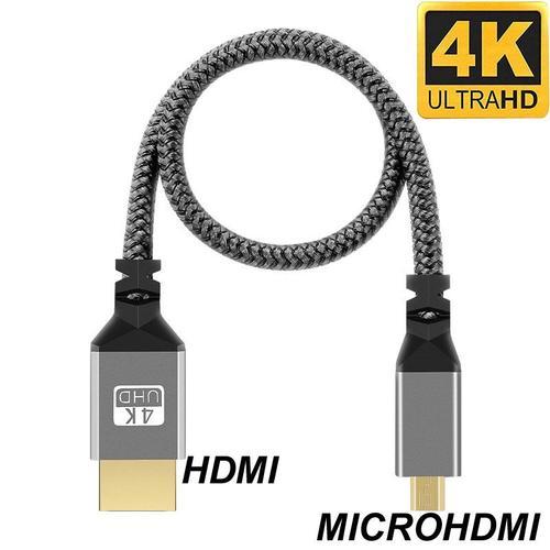 0.3m Câble D'extension Mâle Vers Mâle En Nylon Tressé, Hd 4k - 60hz, Compatible Hdmi Vers Microhdmi, Pour Hdtv, Ps4 ""Nipseyteko""