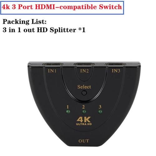 Product C =0.5m Répartiteur de câble HDMI 4K 2K 3x1 HD 1080P, adaptateur de commutation vidéo, 3 entrées 1 port de sortie, hub pour Xbox PS4 DVD HDTV PC portable TV ""Nipseyteko""