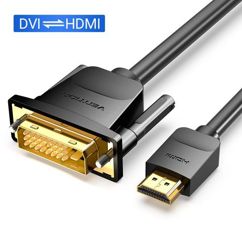 DVI HDMI Cable 1.5m Vention Câble HDMI vers DVI Bi-direction HDMI Mâle 24 + 1 DVI-D Adaptateur Mâle 1080P Convertisseur pour Xbox HDTV DVD LCD Câble DVI vers HDMI ""Nipseyteko""
